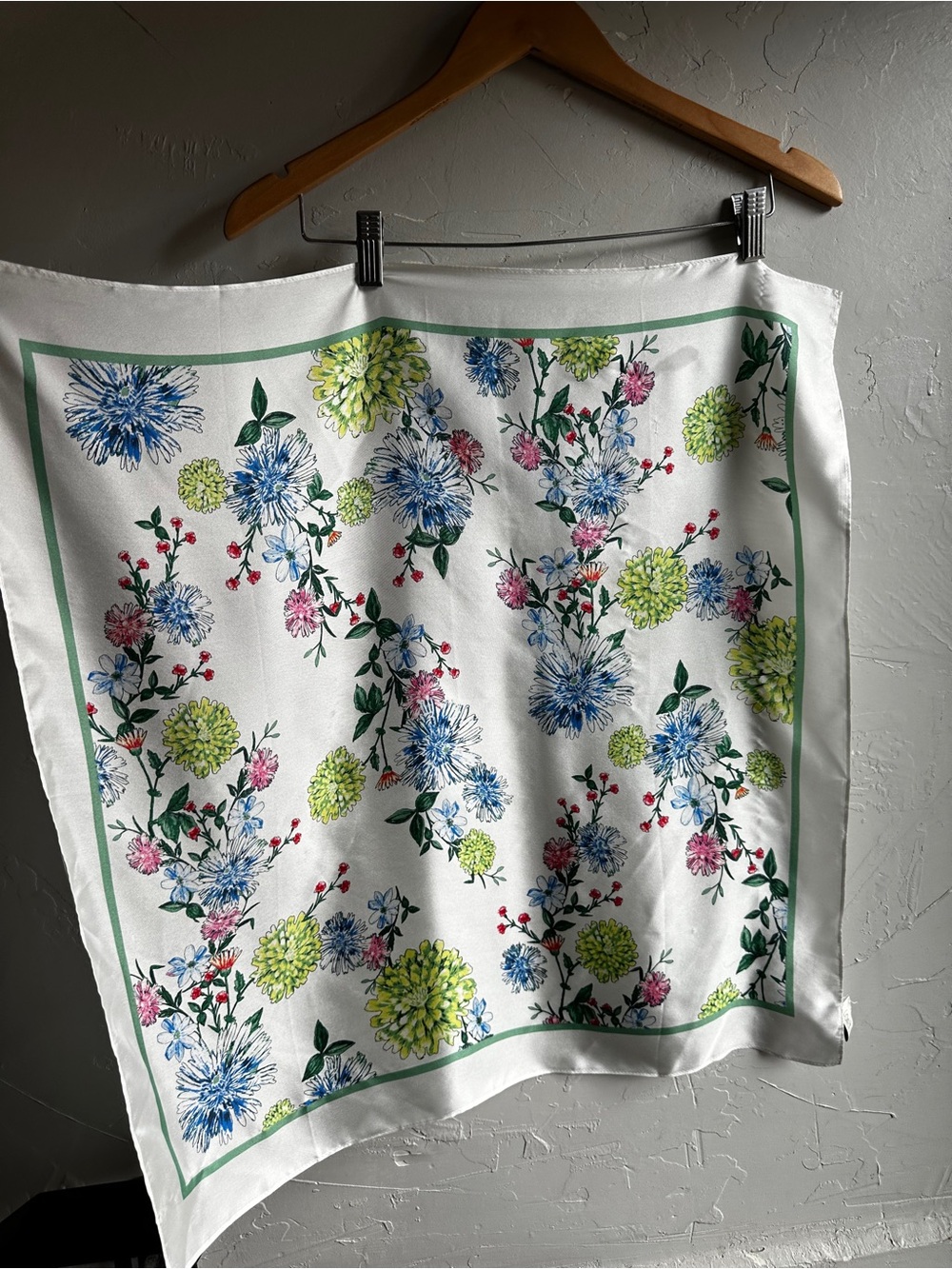 LOFT Floral Satin Scarf Cottagecore Coastal Grandma Hair Scarf 25”x25”
